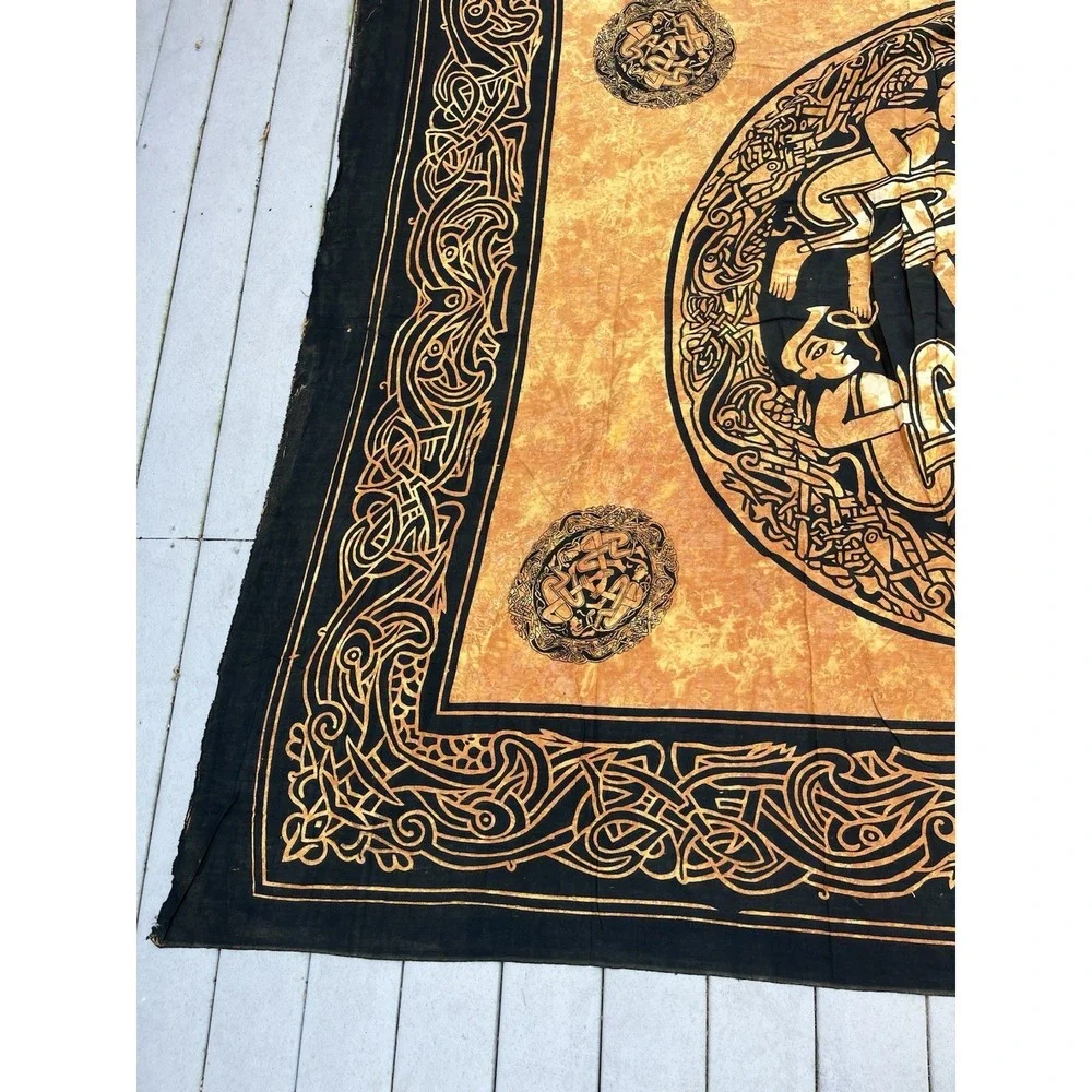 Vintage Tablecloth Wall Art Curtain Endless Knot Celtic Batik Book of Kells